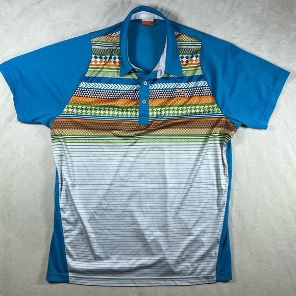 Puma Large Performance Cotton Stretch Polo Navajo Colorful Patterned Men's Shirt - Picture 1 of 7